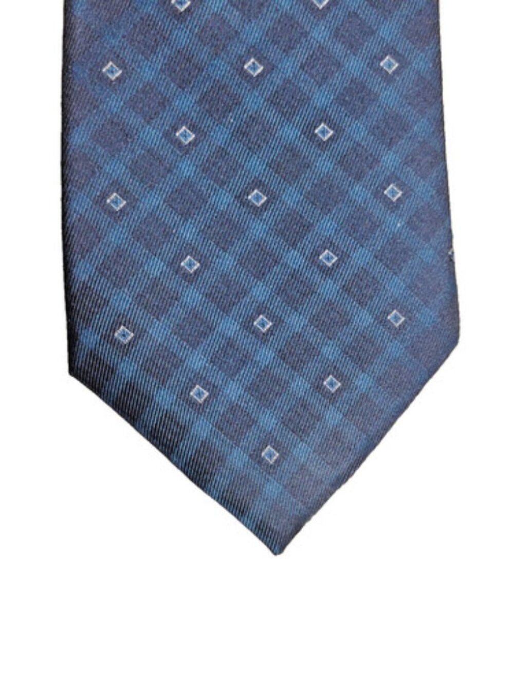 CALVIN KLEIN Mens Neck Tie Blue/Green Diamond Modern Classic 100% Silk Neck Tie